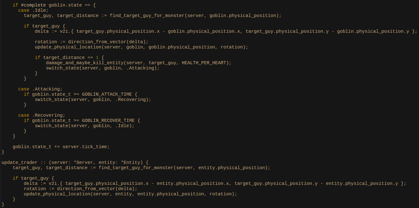 Snippet of entity-related code